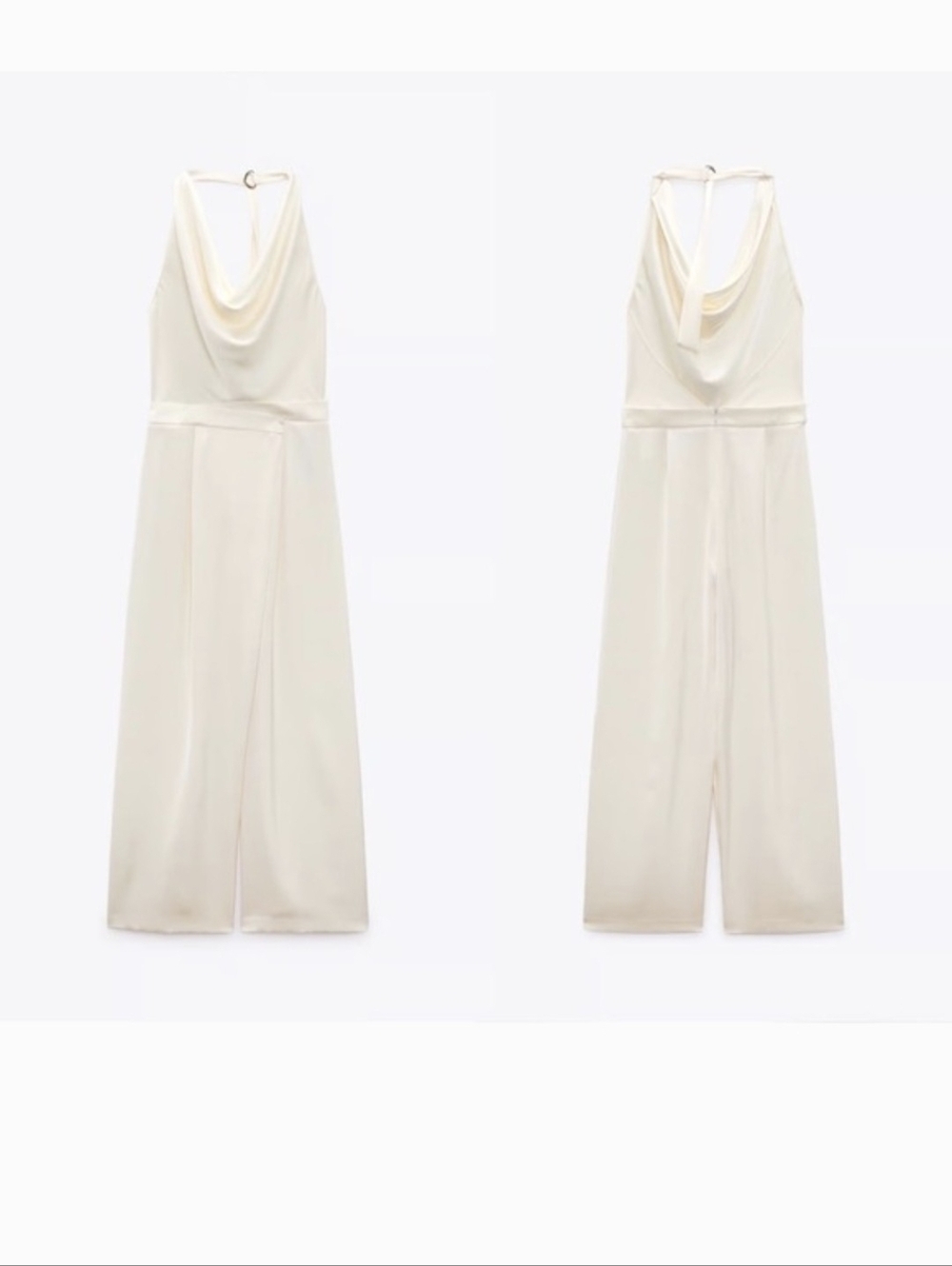 Zara,Satin Sleeveless Cream Draped Jumpsuit Xs - Picture 1 of 5